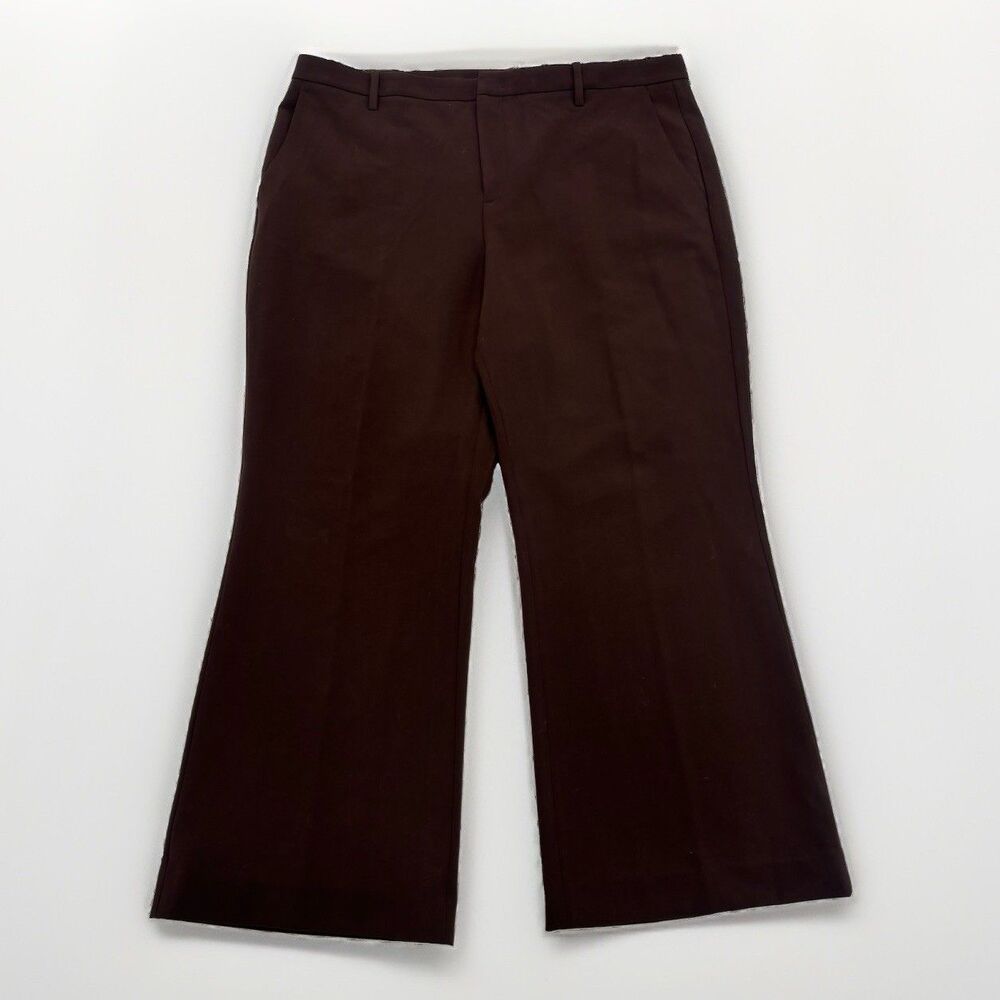 Vince Trousers Womens Size 16 Simone Mid-Rise Sculptural Slim Flare Pant Brown